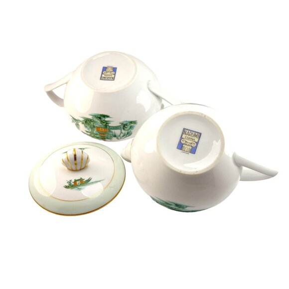 Narumi Manchu Japan Sugar Bowl with Lid and Creamer Set Vintage - Picture 7 of 10